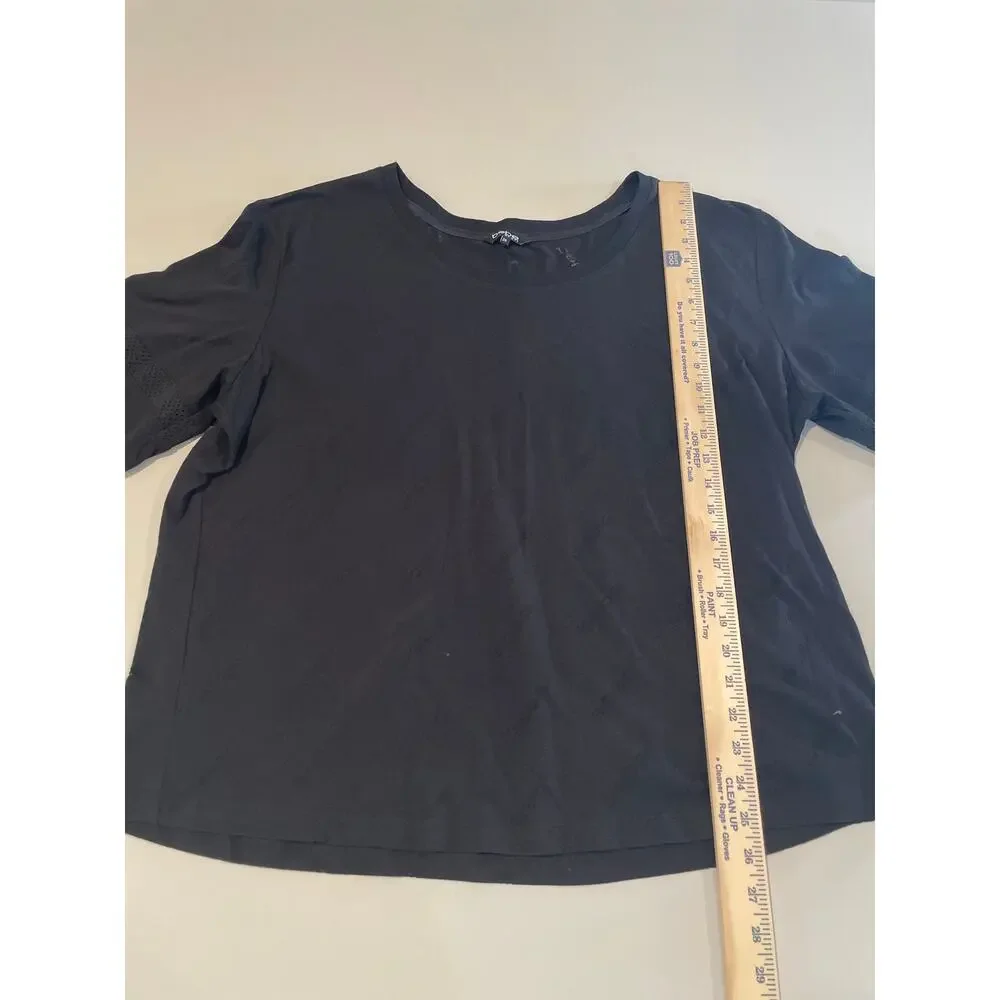 Bebe Sport Top Size 2X Black Logo Pattern Crew Neck Lightweight - Picture 5 of 7